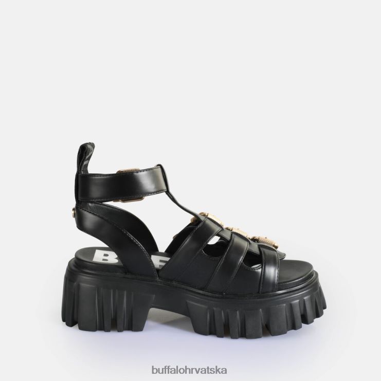 crno Buffalo veganske sandale s platformom lavlji zubi |sandale TDD6T159